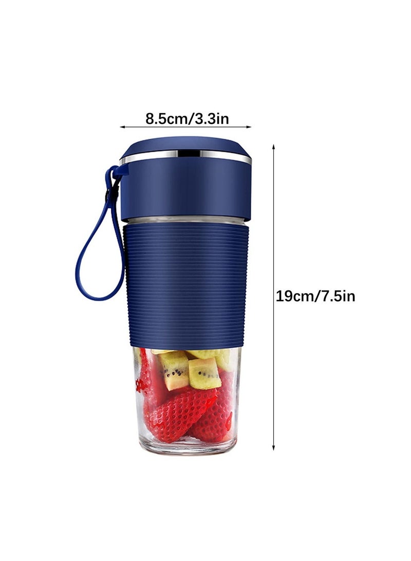 شابية خلاط محمول، كوب عصير شخصي صغير الحجم لتحضير العصائر والسموذي، خلاط صغير للسفر مع بطارية 1200 مللي أمبير قابلة لإعادة الشحن عبر USB، مزود بـ 6 شفرات ثلاثية الأبعاد، للاستخدام اليدوي في الصالات الرياضية والأماكن الخارجية (أزرق) - Image 2